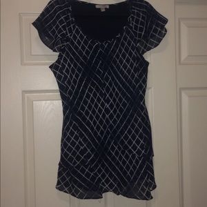 EUC Roz & Ali Navy Waffle Pattern Blouse